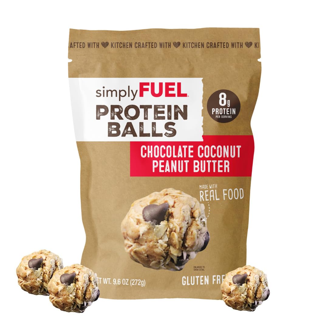 simplyFUEL Whole Food Protein Balls with Probiotics - Chocolate Coconut Peanut Butter Snacks - 8g Protein Snack - Gluten Free En