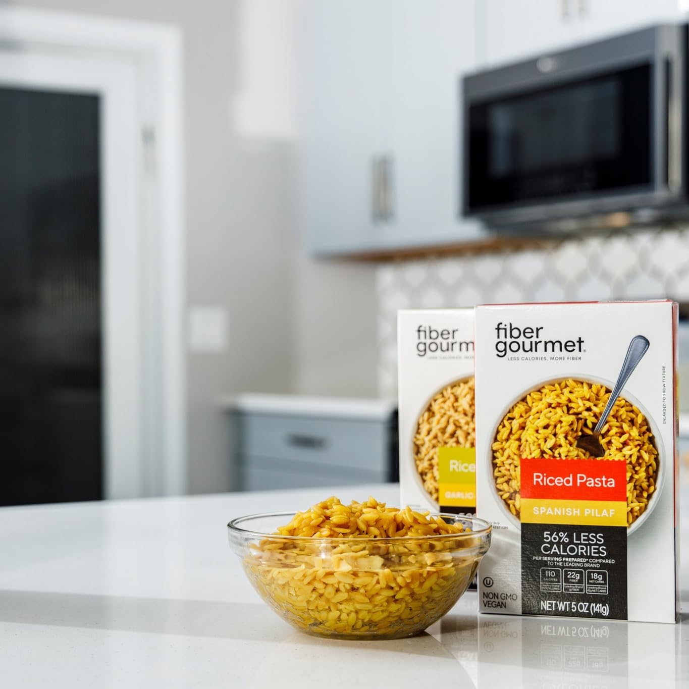 Fiber Gourmet Pasta – Spanish Pilaf Riced Pasta – Fiber-Rich, Low Calorie – Pack of 6 – Vegan, Kosher, Non-GMO