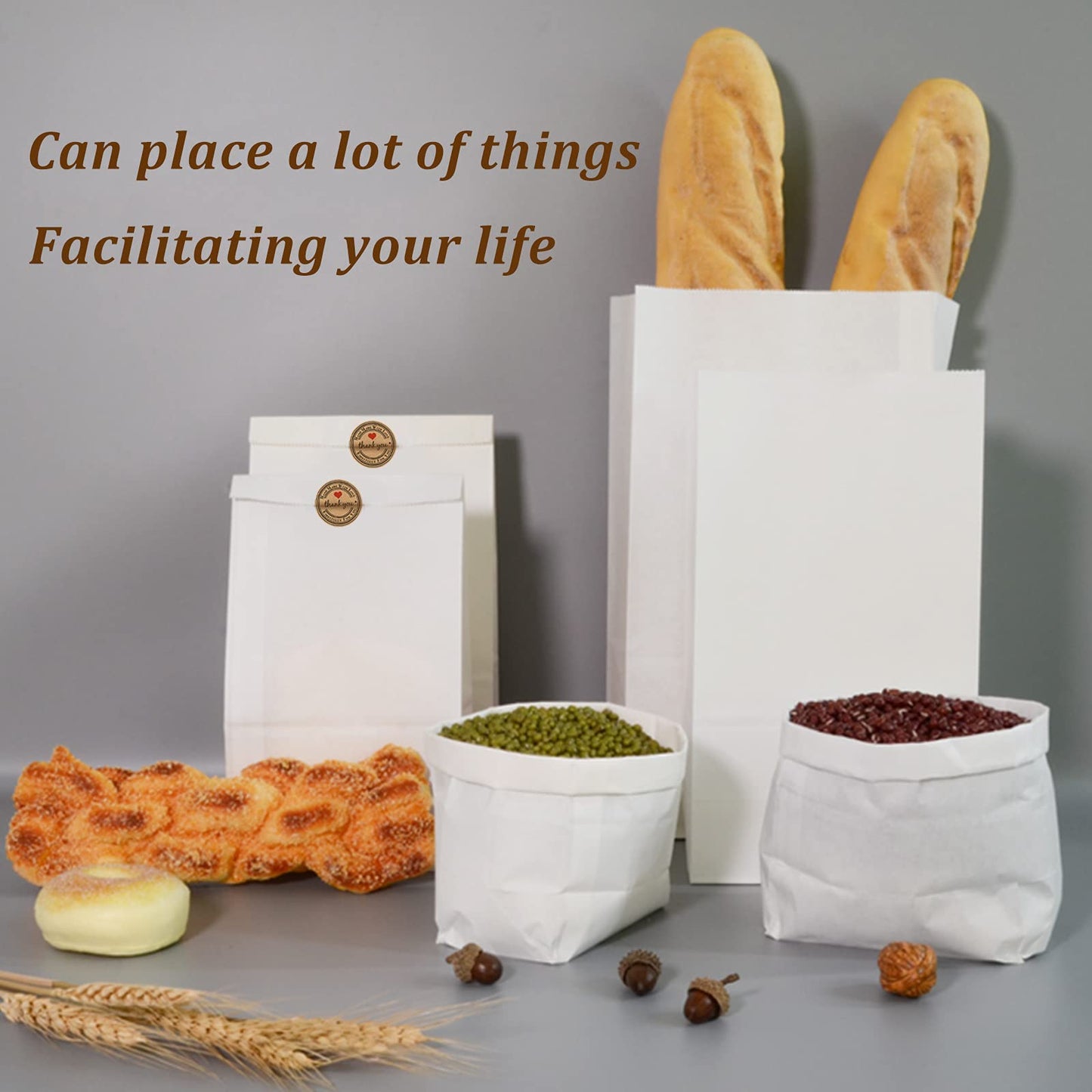 Paper Lunch Bags 100 Count Large White Lunch Bags White Paper Bags 8Lb White Lunch Sacks Strong For Small Business