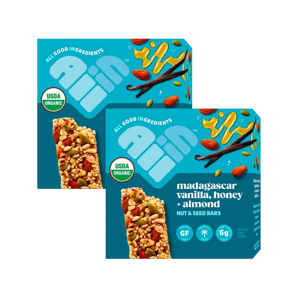 All In Snack Bars Madagascar Vanilla  Honey & Almonds - Healthy Snack for mature-themeds and Kids - Gluten Free - Organic - Non-GMO (12 Pack)