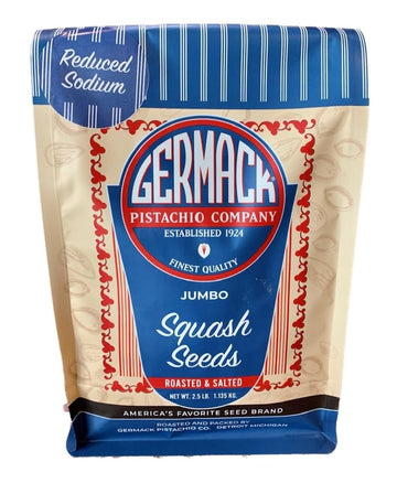 Germack Jumbo Homestyle Squash Seeds, Reduced Sodium, Roasted and Lightly Salted, 2.5 Pound Classic Bag