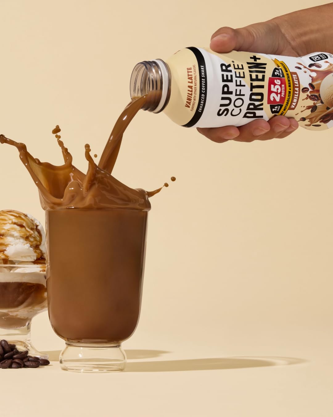 SUPER COFFEE Protein+  Keto Protein Coffee (0g Added Sugar  25g Protein  150 Calories) [Vanilla] 12 Fl Oz  12 Pack | Iced Smart Coffee Drinks