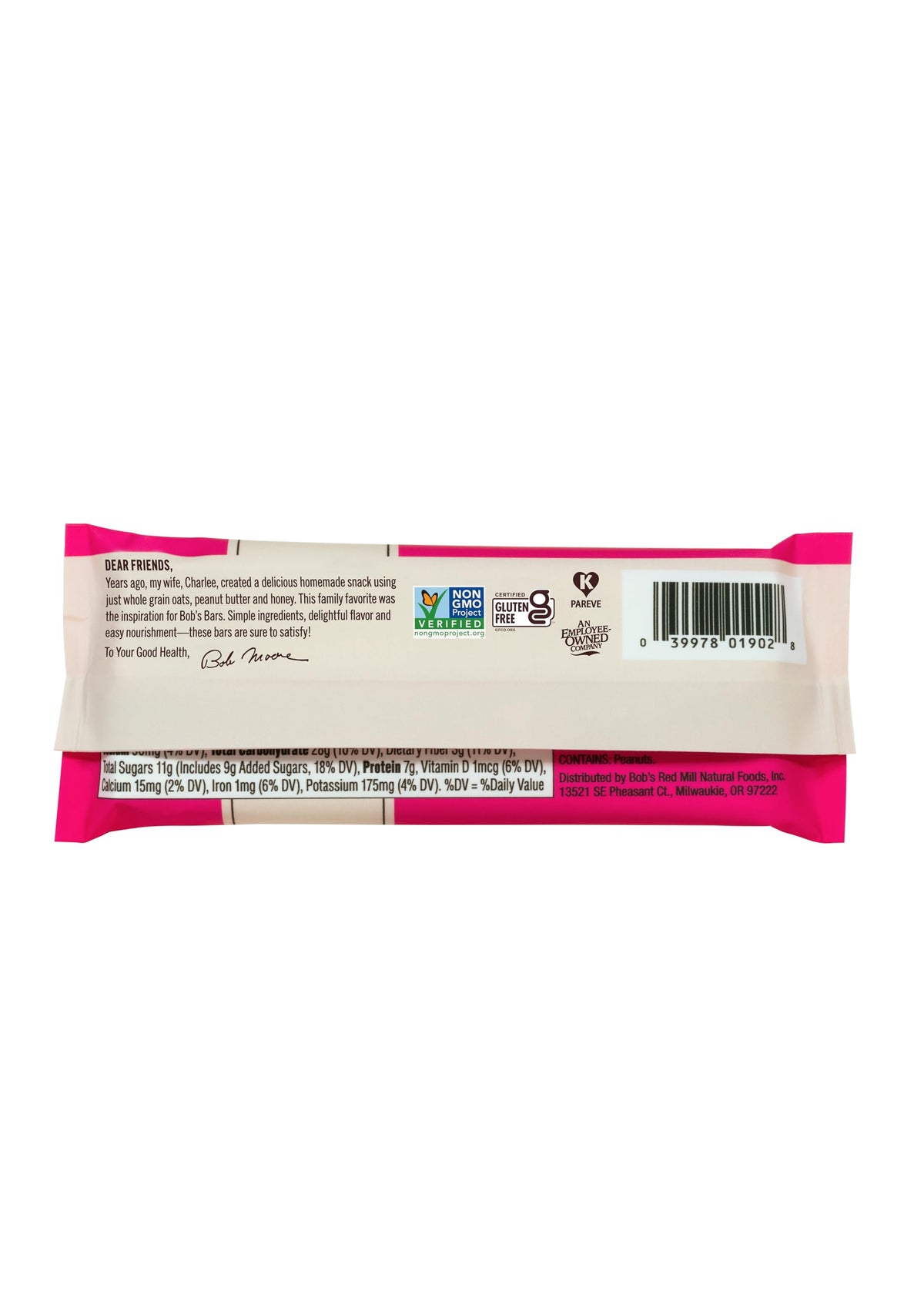 Bobs Red Mill Peanut Butter Jelly & Oats Snack Bar - 5 Bars (Pack of 1) - Gluten Free, Non-GMO, Whole Grain