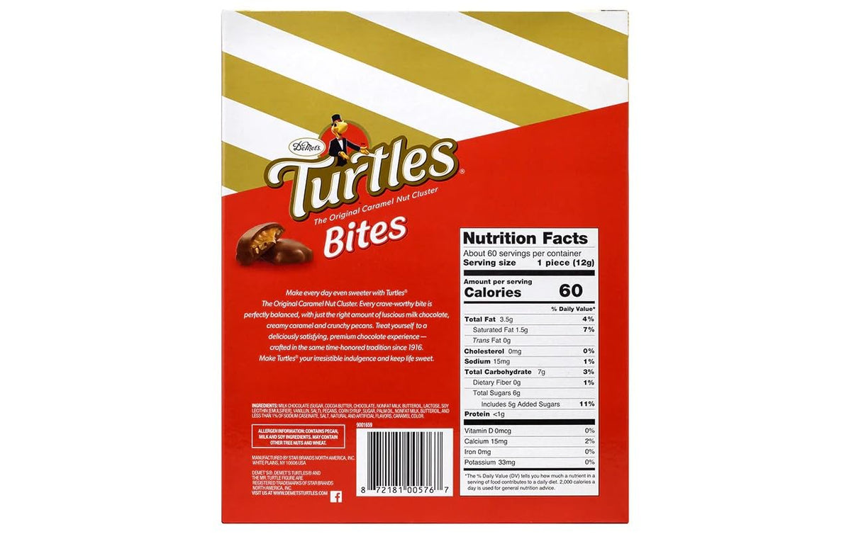 TURTLES BITE SIZE PECANS/CHOCOLATE/CARAMEL BARS 0.42-oz Each (60 in a Pack) by Turtles