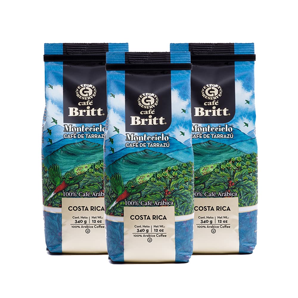 Caf   Britt - Costa Rican Montecielo, Coffee From Tarrazu (12 oz.) (3-Pack) - Whole Bean, Arabica Coffee, Kosher, Gluten Free, 1