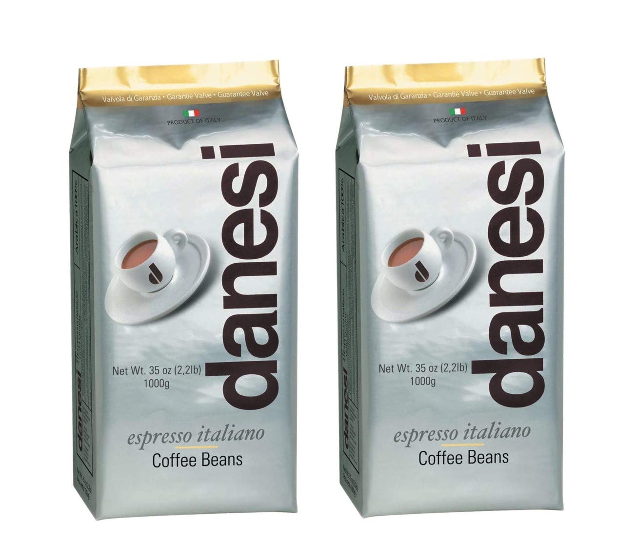 D DANESI CAFFÈ Whole Roasted Coffee Beans - Espresso, Medium Roast, 4.5lb (2 Pack), Silver