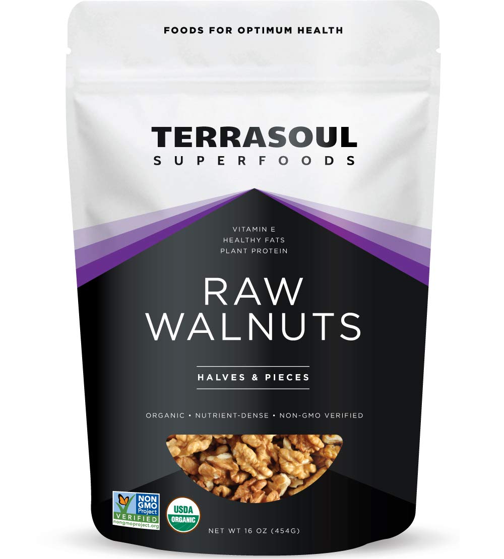 Terrasoul Superfoods Raw Organic Walnuts, Chandler Variety, 16 Oz, Fresh, Light Color
