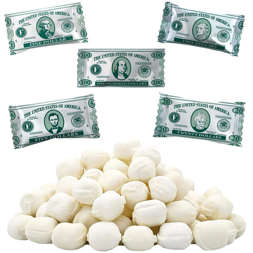 The Dreidel Company 55 Pieces Money Buttermints, Mint Candies, After Dinner Mints, Butter Mint Candy, Fat-Free, Individually Wrapped (55 Pieces)