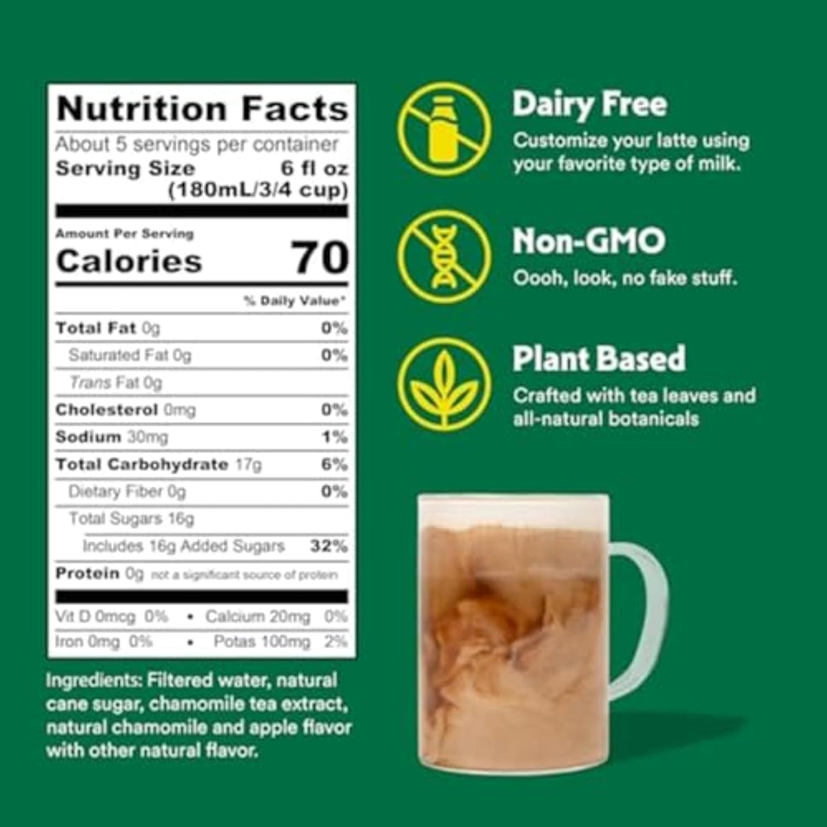 Stash Apple Blossom Latte Concentrate - Barista Style Caffeinated Latte Tea Beverage - Crafted In Oregon - Plant Based And Dairy
