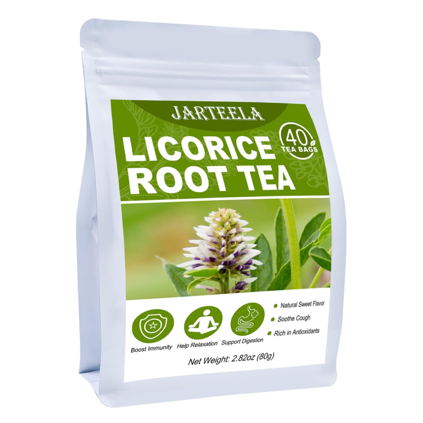 Jarteela Licorice Tea Bags - Caffeine-free, Non-GMO, Digestion Support - 40 Count (Pack of 1)