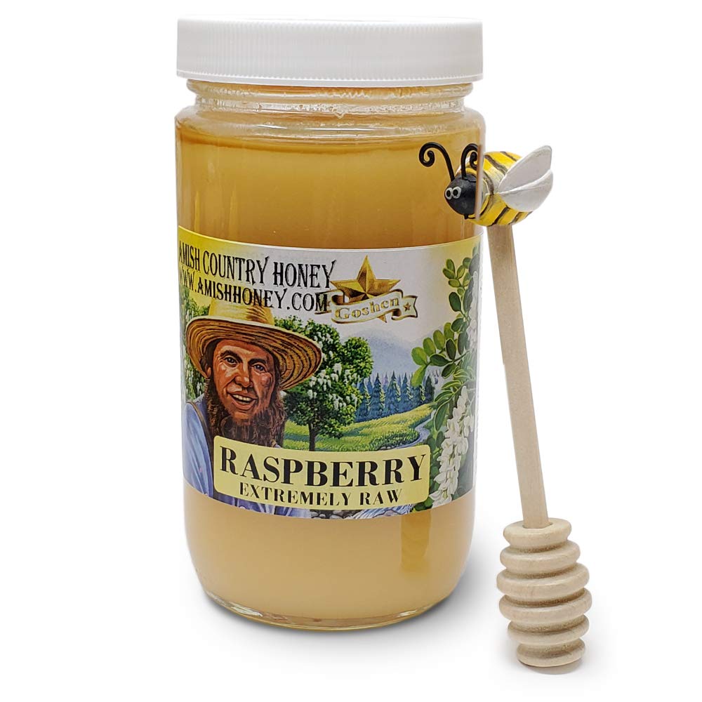 Goshen Amish Country Honey Extremely Raw Raspberry Blossom Honey 100% Natural Honey Health Benefits Unfiltered Ou Kosher Certifi