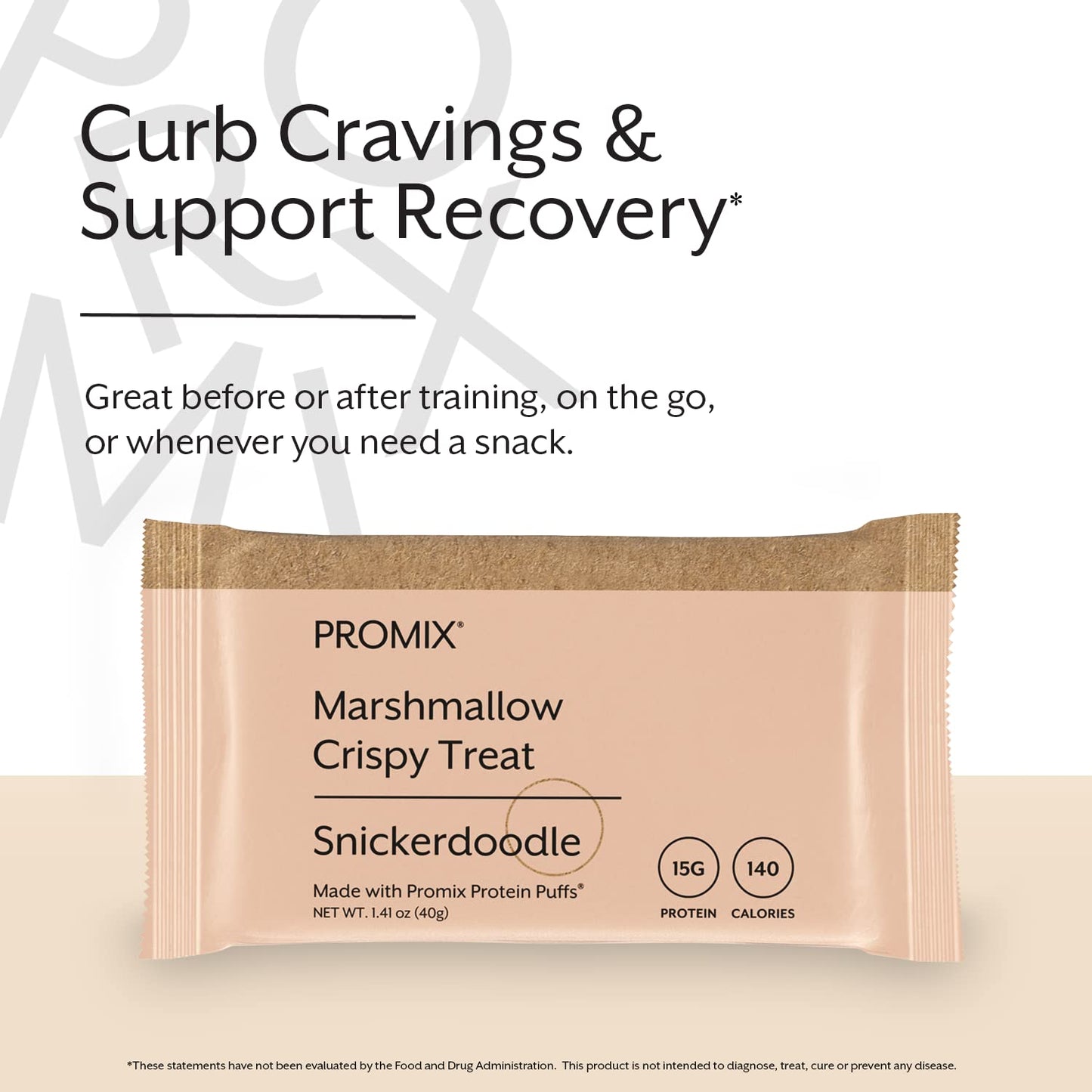 Promix Nutrition Protein Puff Bars - Snickerdoodle - Marshmallow Crispy Treat - Great Tasting & Healthy On The Go Snack - High Protein & Low Calorie - Free From Gluten, Soy, & Corn - 12 Bars