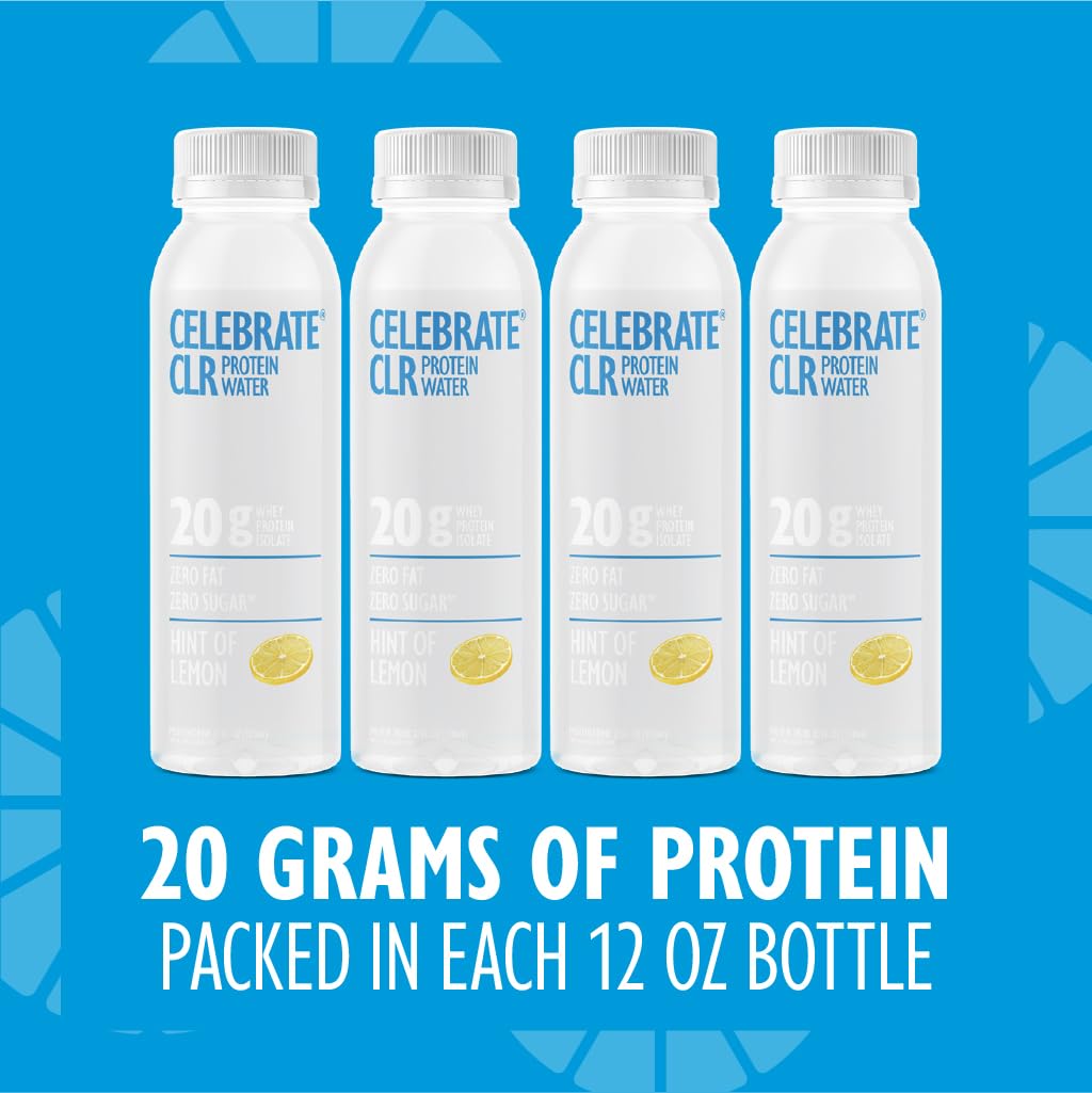 Celebrate Bariatric dietary products CLR Whey Isolate Protein Water, 20g Protein, Gluten Free, Sugar Free, 12 Fl Oz, Pack of 12