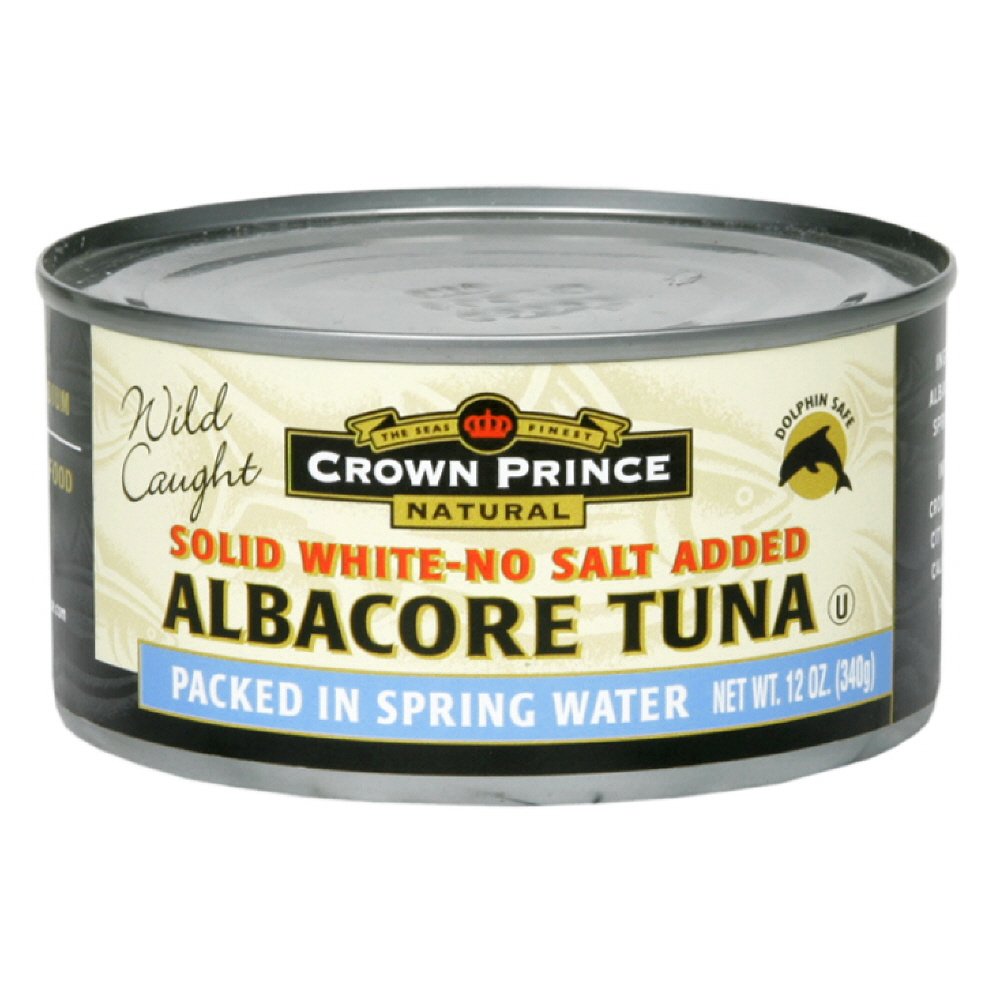 Crown Prince Albacore Tuna, Spring Water, No Salt, 12-ounces (Pack of3)