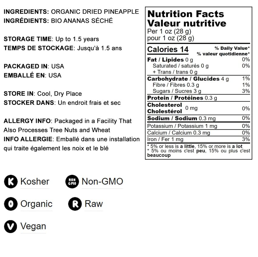 Food To Live Organic Dried Pineapple Rings, 2 Pounds Non-Gmo, Flavorful Chewy Fruit Snack, Vegan, Unsulfured, No Sugar Added, Bu