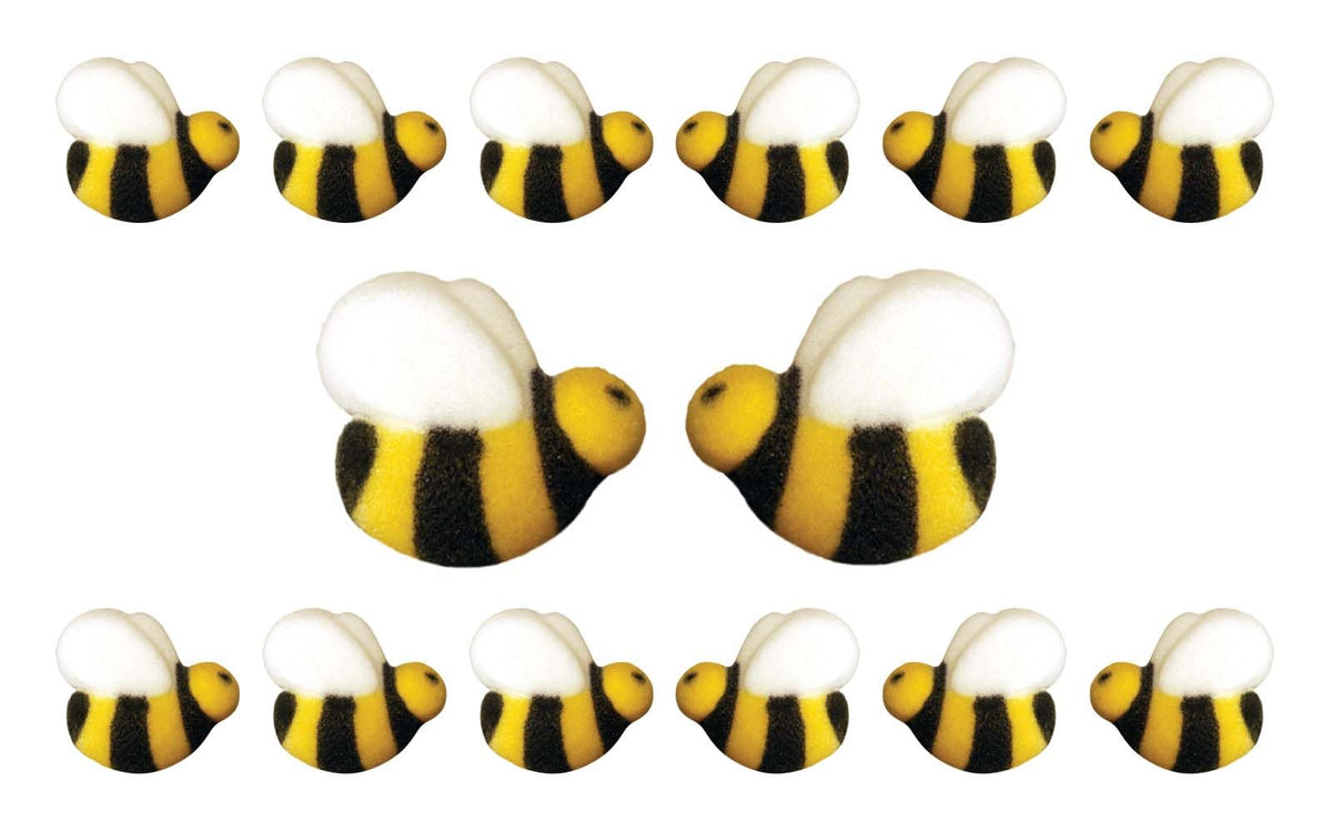 Bees Cake Decorations- Bumble Bee Shaped Edible Hard Sugar Decorations, 12 Pcs By R.U.S. Candy Company