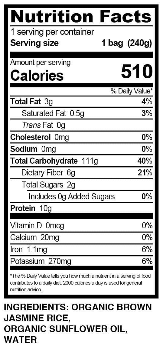 Golden Star Organic Brown Jasmine Rice Pouch, 8.5 Oz (8 Pack)