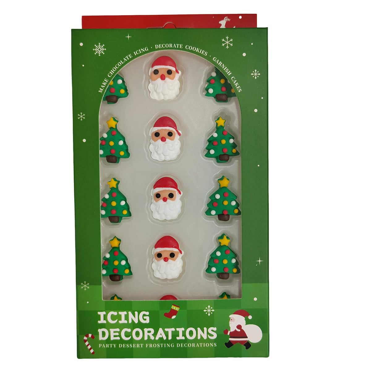 Edible Christmas Sprinkles For Cake Decorating, Edible Santa Claus Christmas Tree Cupcake Toppers For Cake, Cookies, Cupcakes, Baking, Ice Cream Desserts Supplies