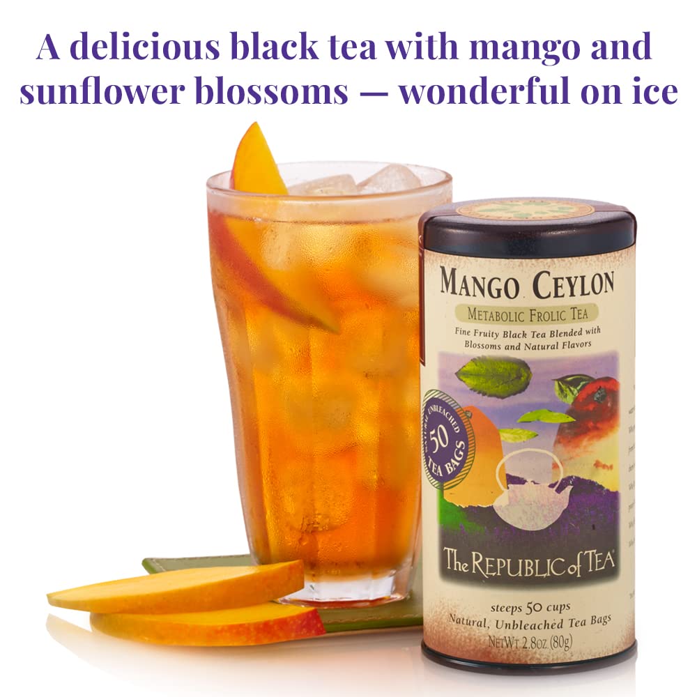 The Republic of Tea Mango Ceylon Black Tea, 250 Count, Metabolic Frolic Tea Bags