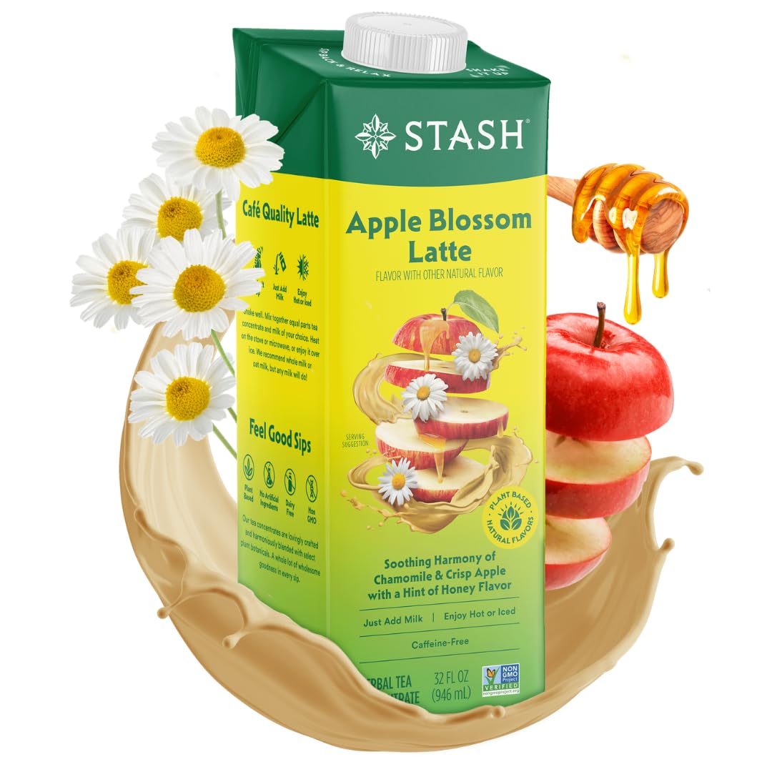 STASH Apple Blossom Latte Concentrate - Barista Style Caffeinated Latte Tea Beverage - Crafted in Oregon - Plant Based and Dairy