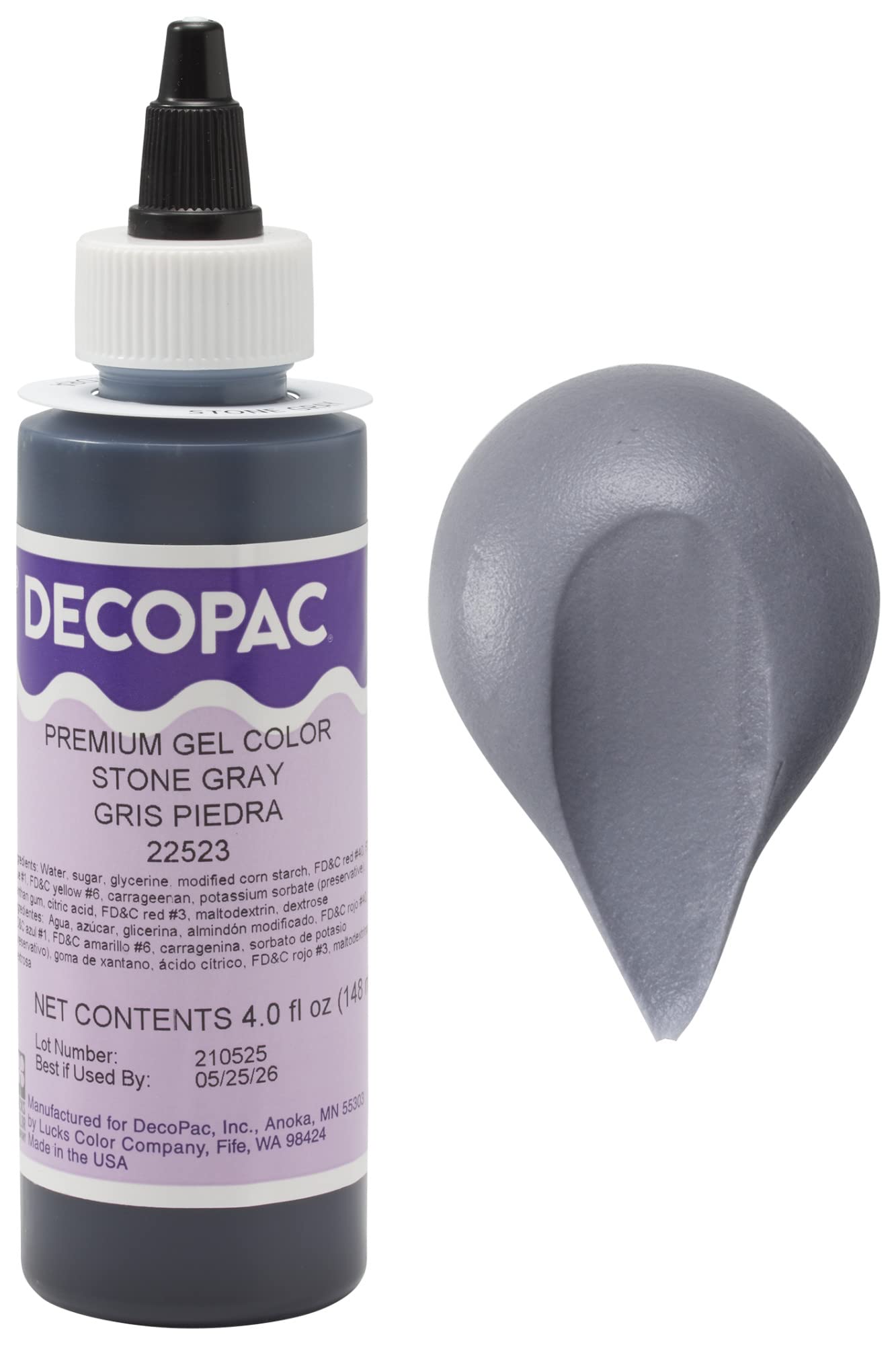 DecoPac Gray Gel Color Cake Decorations, 4 Fl Oz, Stone Gray, Model 22523