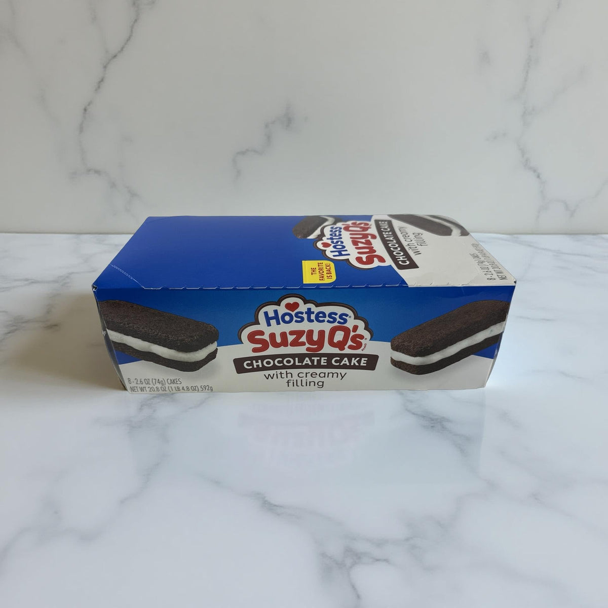 Hostess Suzy Qs Snack Cakes, Chocolate with Cream Filling, Full Size Single Serve Packs, 8 Per Box