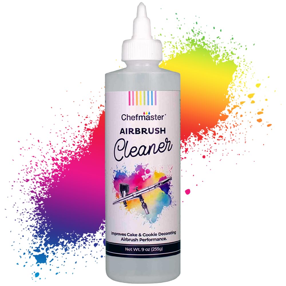 Chefmaster Airbrush Cleaner – Removes Color Residue & Prevents Buildup – 9 oz – Compatible with All Airbrush Brands