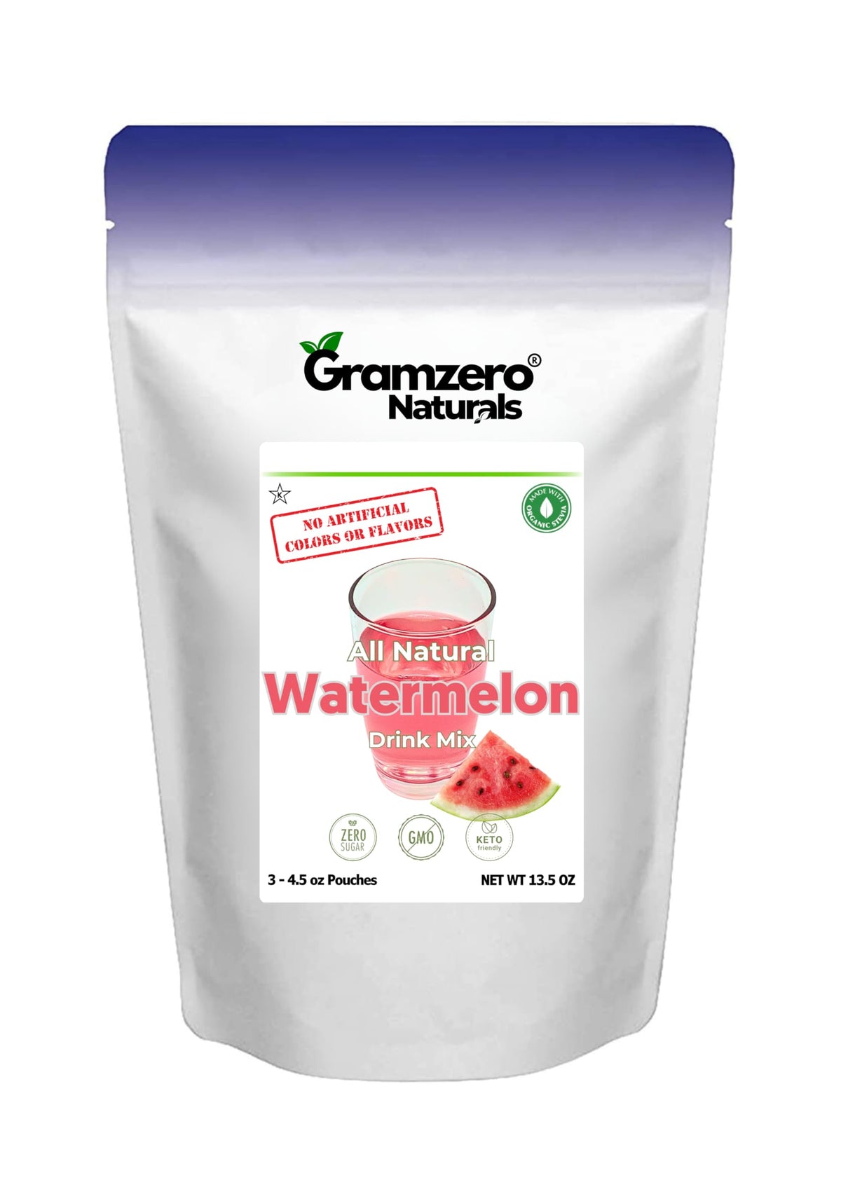 GramZero Watermelon Zero Calorie Sugar Free Drink Mix, Stevia Sweetened, 3 Ounce (Pack of 1)
