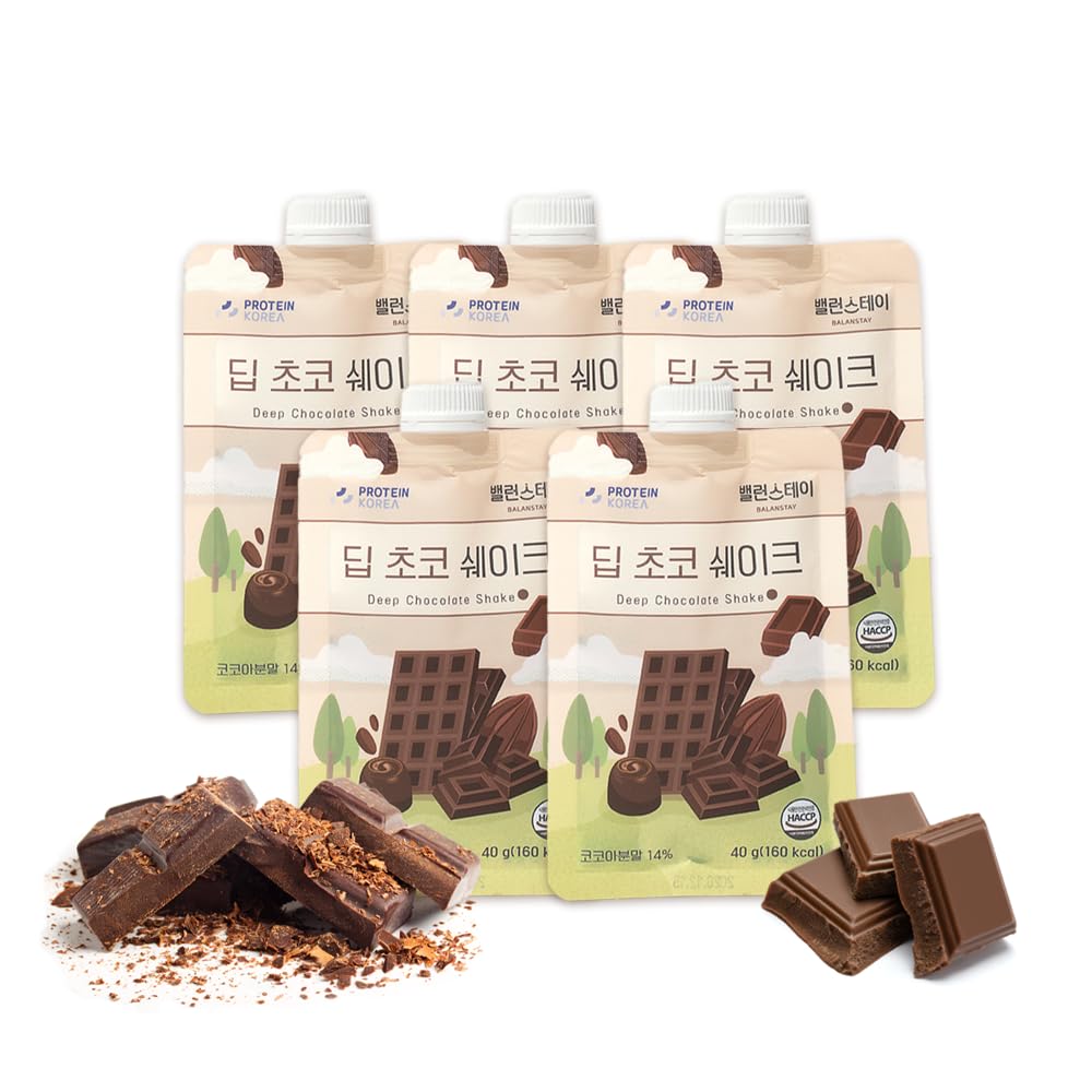 Hello Kfood Balanstay Deep Chocolate Protein Shake Pouch  ??? ??? ??? 40G (1.41 Oz) 5-Pack - Meal Replacement With Oat Balls  Brown Rice  And Almond Bits