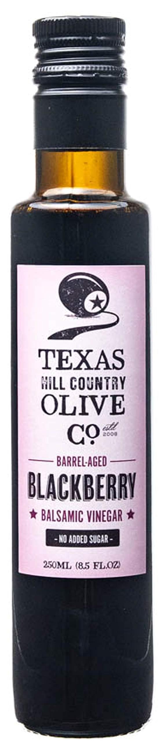 Texas Hill Country Olive Company Blackberry Balsamic Vinegar - Gourmet Barrel Aged - 8.45 Fl Oz - No Artificial Flavors or Added Sugar