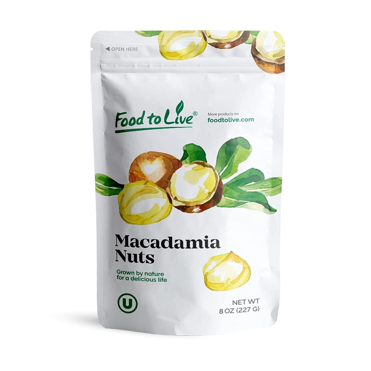 Food to Live Macadamia Nut Halves & Pieces, 8 Ounces - Raw, Shelled, Unsalted, Kosher, Vegan, Bulk. Keto Snack. Good Source of H