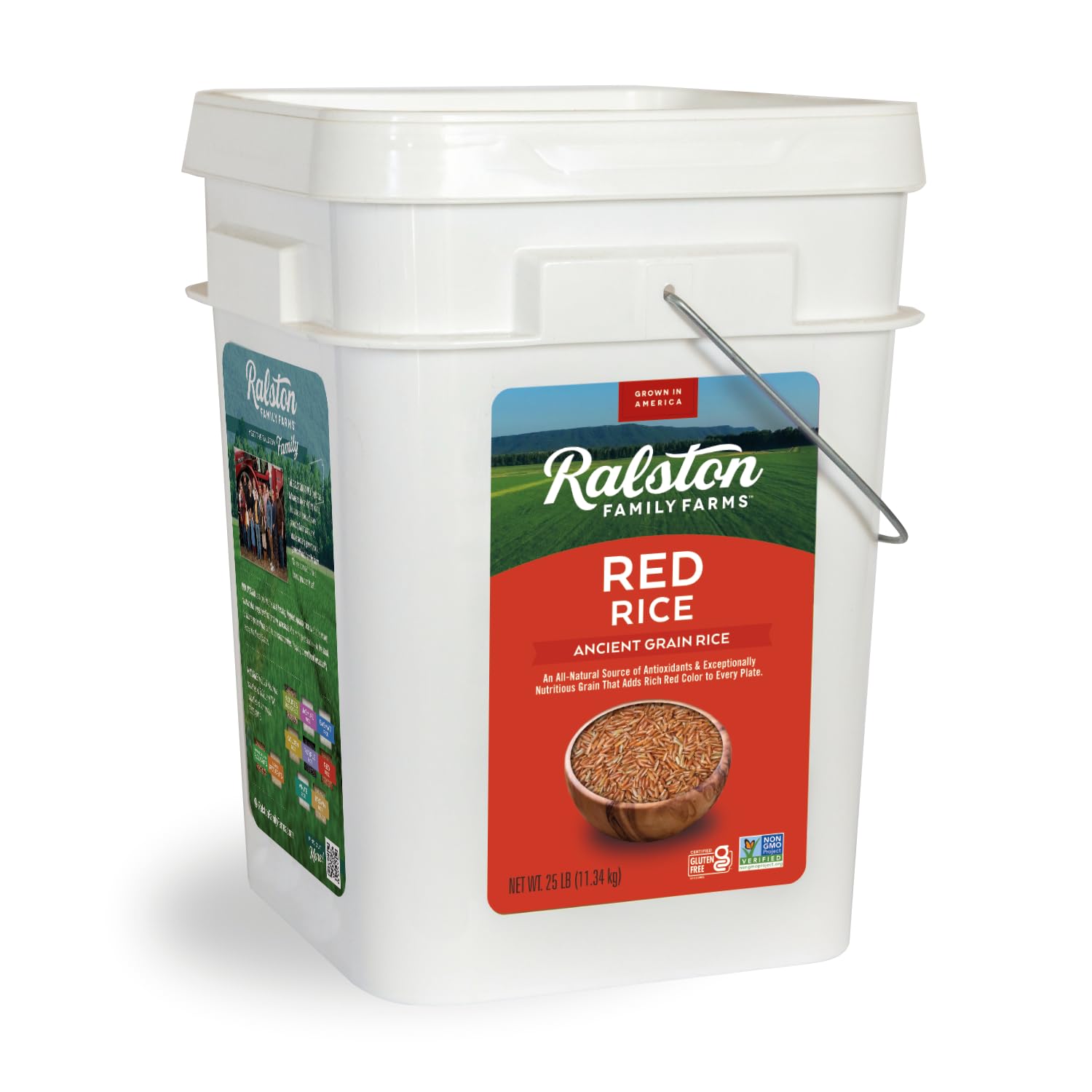 Ralston Family Farms Red Rice, 25 Pound Bucket, Ancient Grain, Non-GMO, Naturally Gluten Free, Red Artisanal Rice Grown in USA