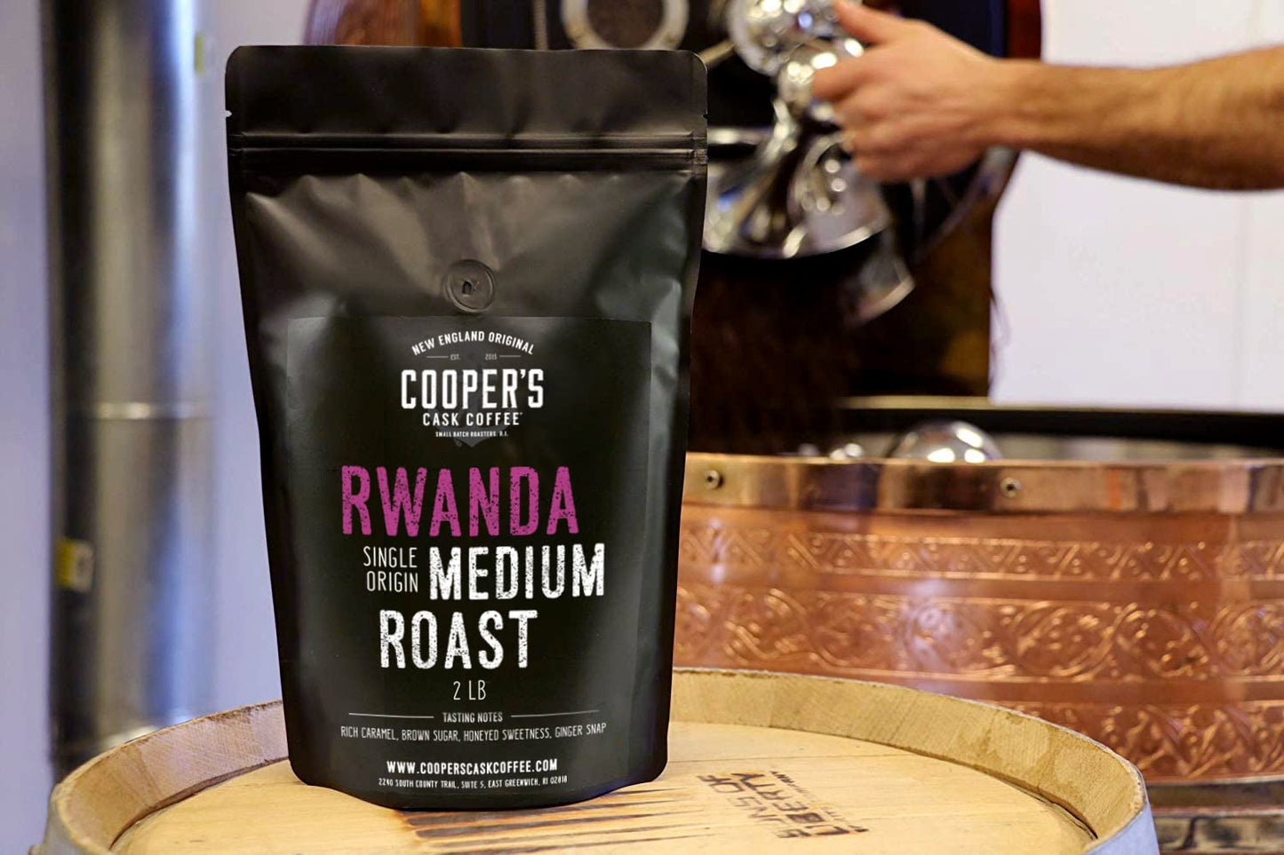Coopers Cask Coffee Rwanda Medium Roast Whole Coffee Beans - 2lb Bag