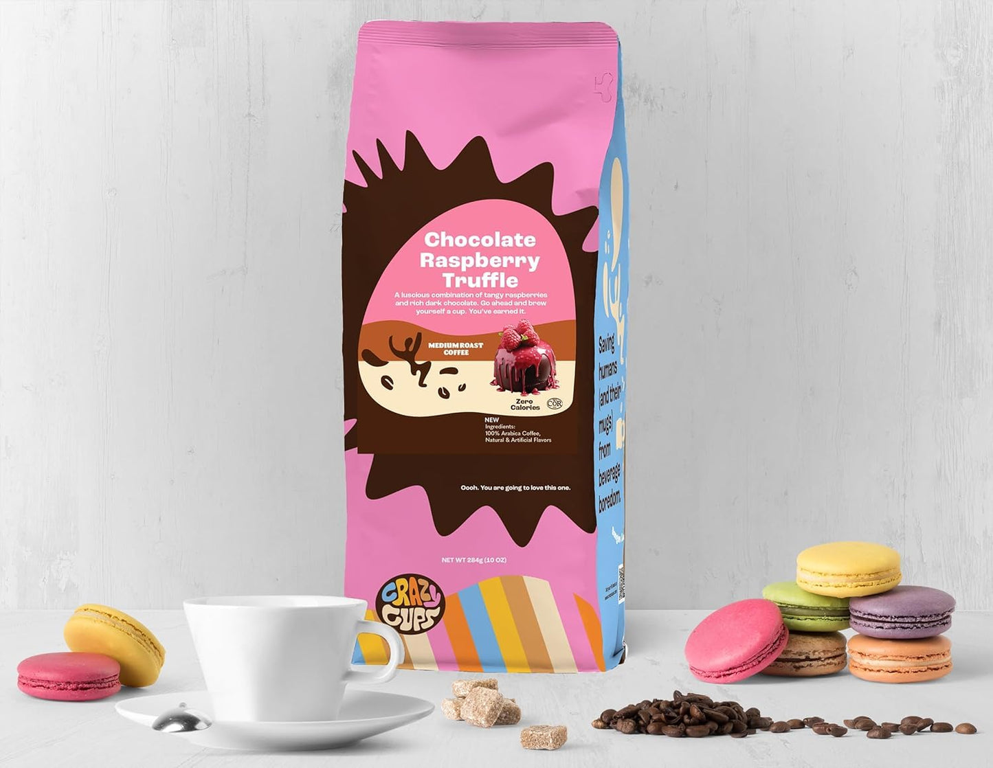 Crazy Cups Flavored Ground Chocolate Coffee, Chocolate Raspberry, 10 oz Bag