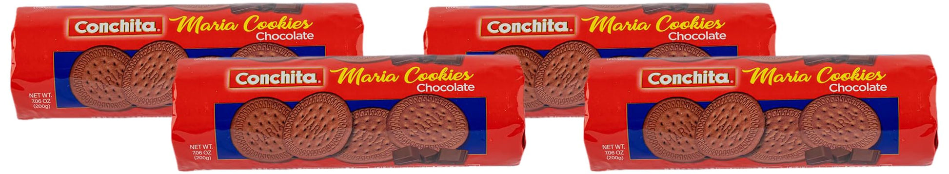 Conchita Chocolate Maria Cookies - Versatile Snack, Dessert, or Breakfast Food - 7 oz (Pack of 4)