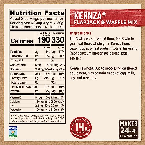Kodiak Kernza Power Cakes, Pancake & Waffle Mix, Original, High Protein,100% Whole Grains (Pack of 6)