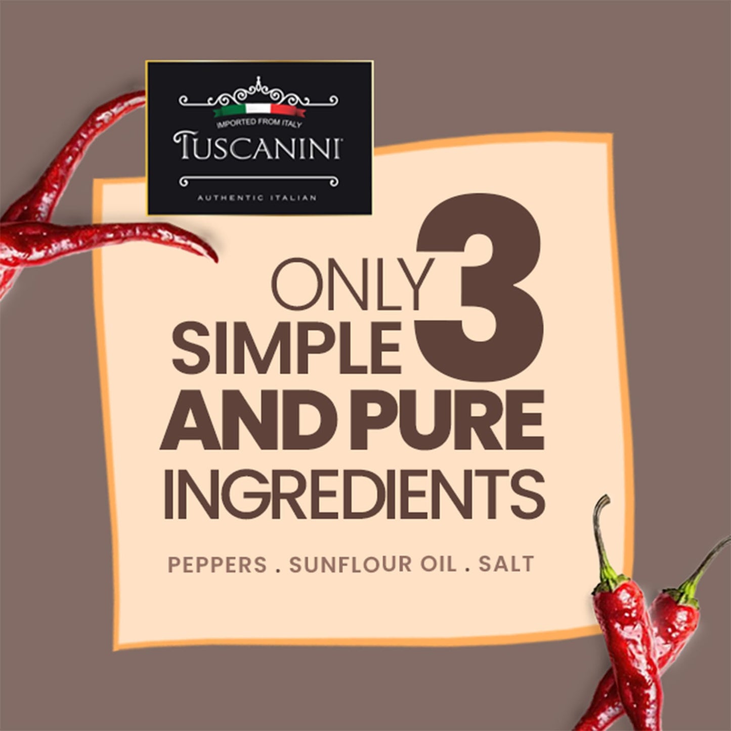 Tuscanini Premium Italian Chopped Calabrian Chili Peppers In Sunflower Oil, 10.9 Oz (2 Pack) | All Natural | Nothing Artificial