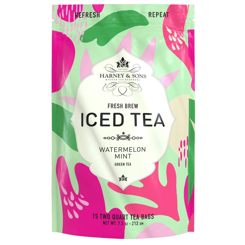 Harney & Sons Fresh Brew Iced Tea Two Qt Tea Bags  Watermelon Mint  15 Count