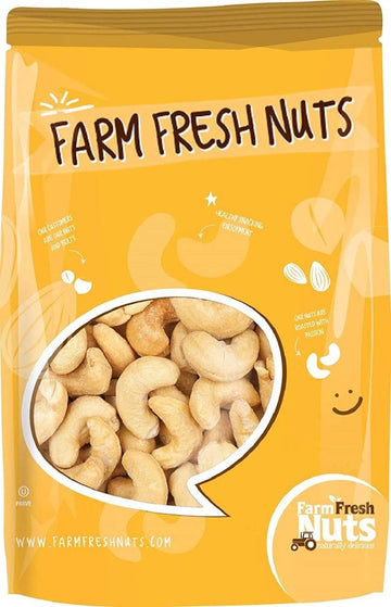 Dry Roasted Cashews Unsalted | Baked In Small Batches For Added Freshness | Without Oil | Perfectly Crunchy Naturally Delicious (2 Lbs) By Farm Fresh Nuts Brand