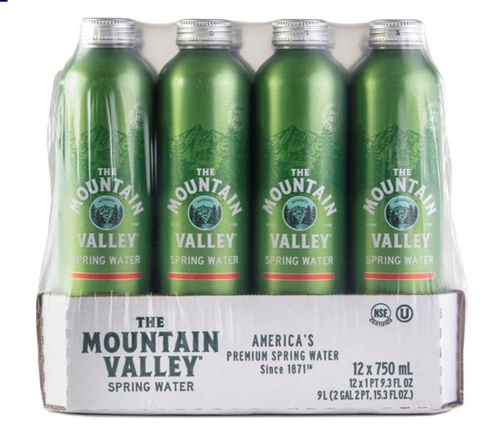 he Mountain Valley 750 mL Spring Water in Aluminum Can 12pk