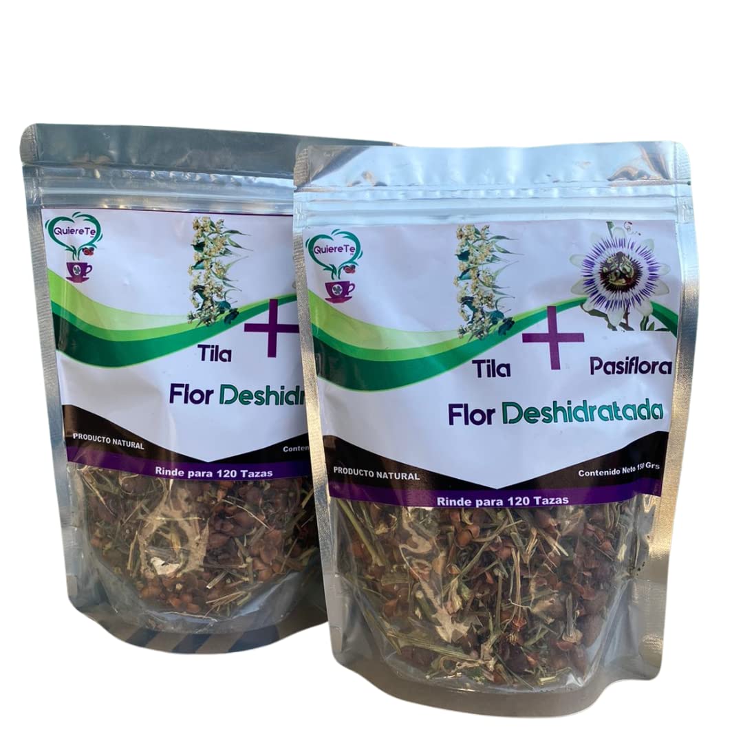 Pasiflora Tila Tea Linden Passionflower Tea, Quiere Te, Herbal Mix, 5.3 oz (150 grams), 2 Pack, Up to 200 Cups, Passiflora Incar