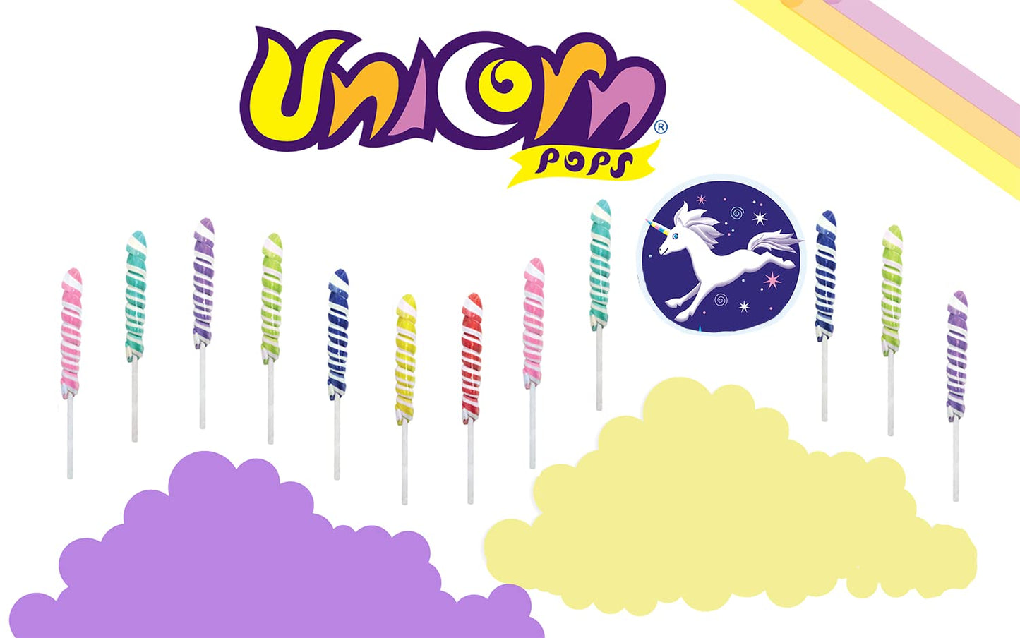 Unicorn Pops 48 Count - Individually Wrapped Unicorn Lollipops - Great For Party Favors, Candy Buffets, Kosher Candy (Blueberry