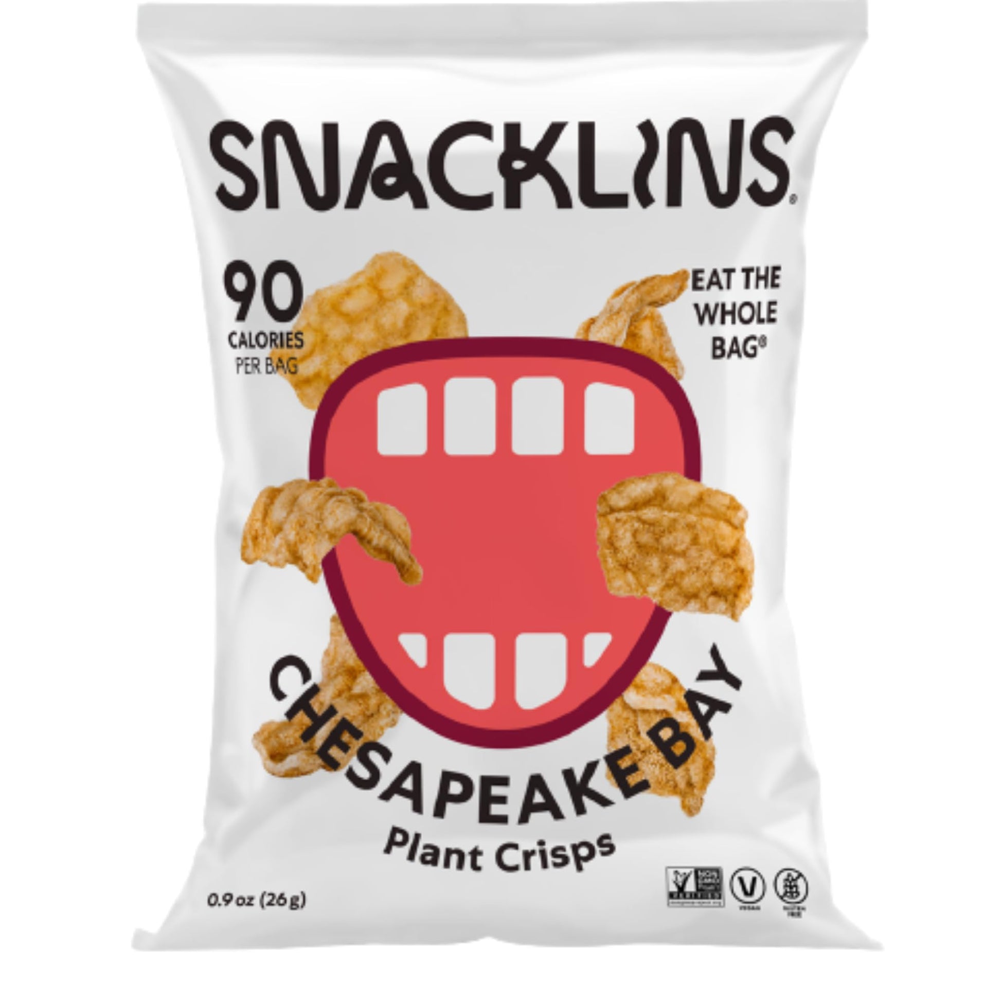 SNACKLINS Plant Based Crisps - Chesapeake Bay, Gluten Free, Vegan, 0.9oz Bag (Pack of 48)