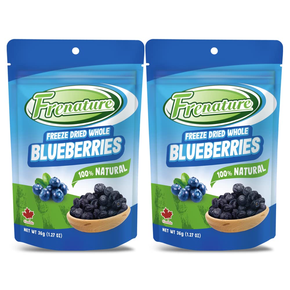 Frenature Freeze Dried Blueberry, 100% Natural Freeze Dried Fruits, Canada Grade A Whole Dried Blueberries, Camping Food & Healt