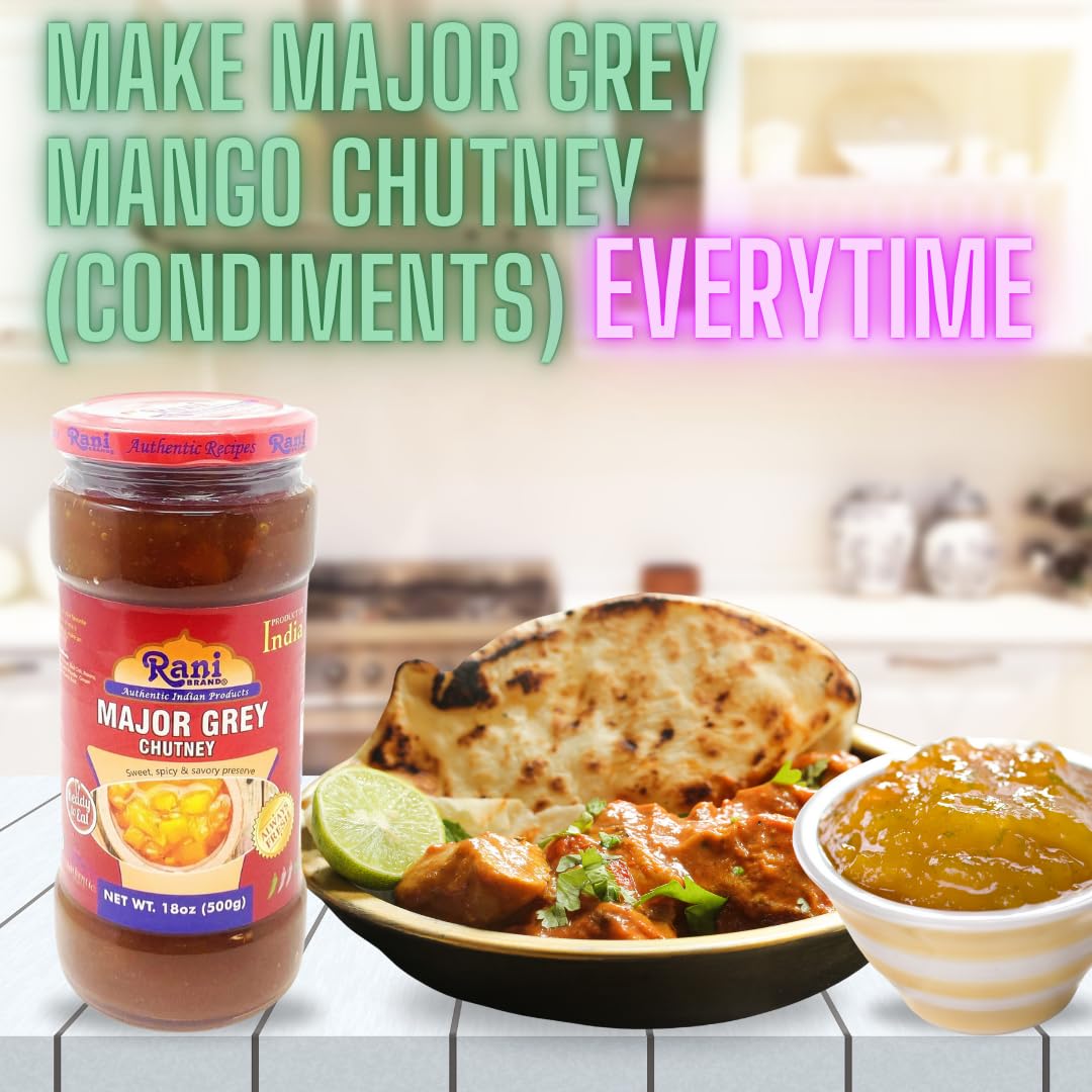 Rani Major Grey Mango Chutney (Indian Preserve) 18Oz (1.1Lbs) 500G Glass Jar, Ready To Eat, Vegan ~ Gluten Free, All Natural, No