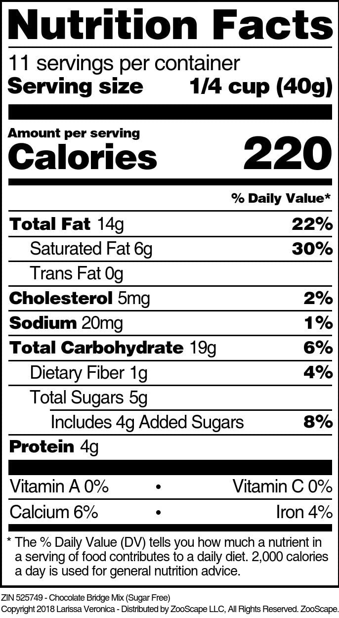 Chocolate Bridge Mix (Sugar Free) (16 Oz, Zin: 525749)