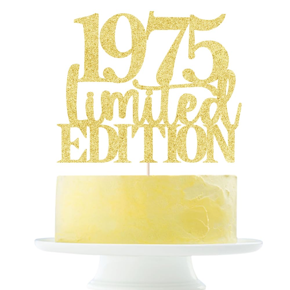 Yetxel 1975 Cake Topper - Limited Edition Golden Glitter Decoration for 50th Birthday Celebration