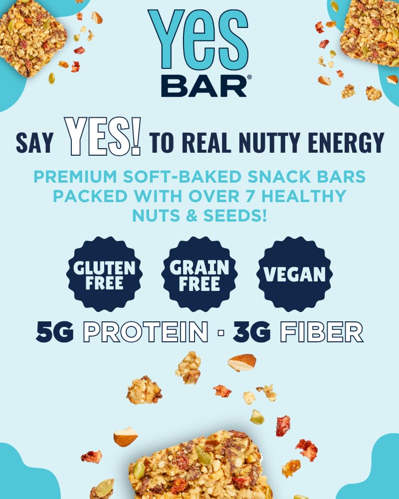 The YES Bar Apple Cinnamon Crisp - Plant Based Protein Snack Bar, Vegan, Gluten Free, Low Sugar, 1.4 oz, Light Brown