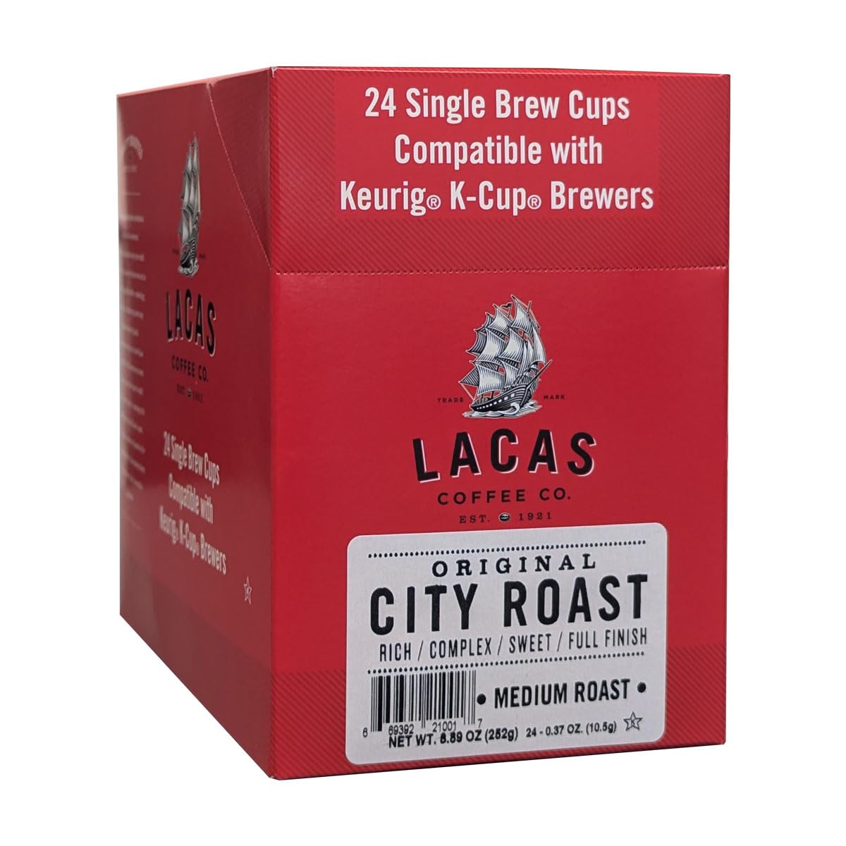 Lacas Coffee Original City Roast Single Serve Cups, Compatible with Keurig, Pack of 24