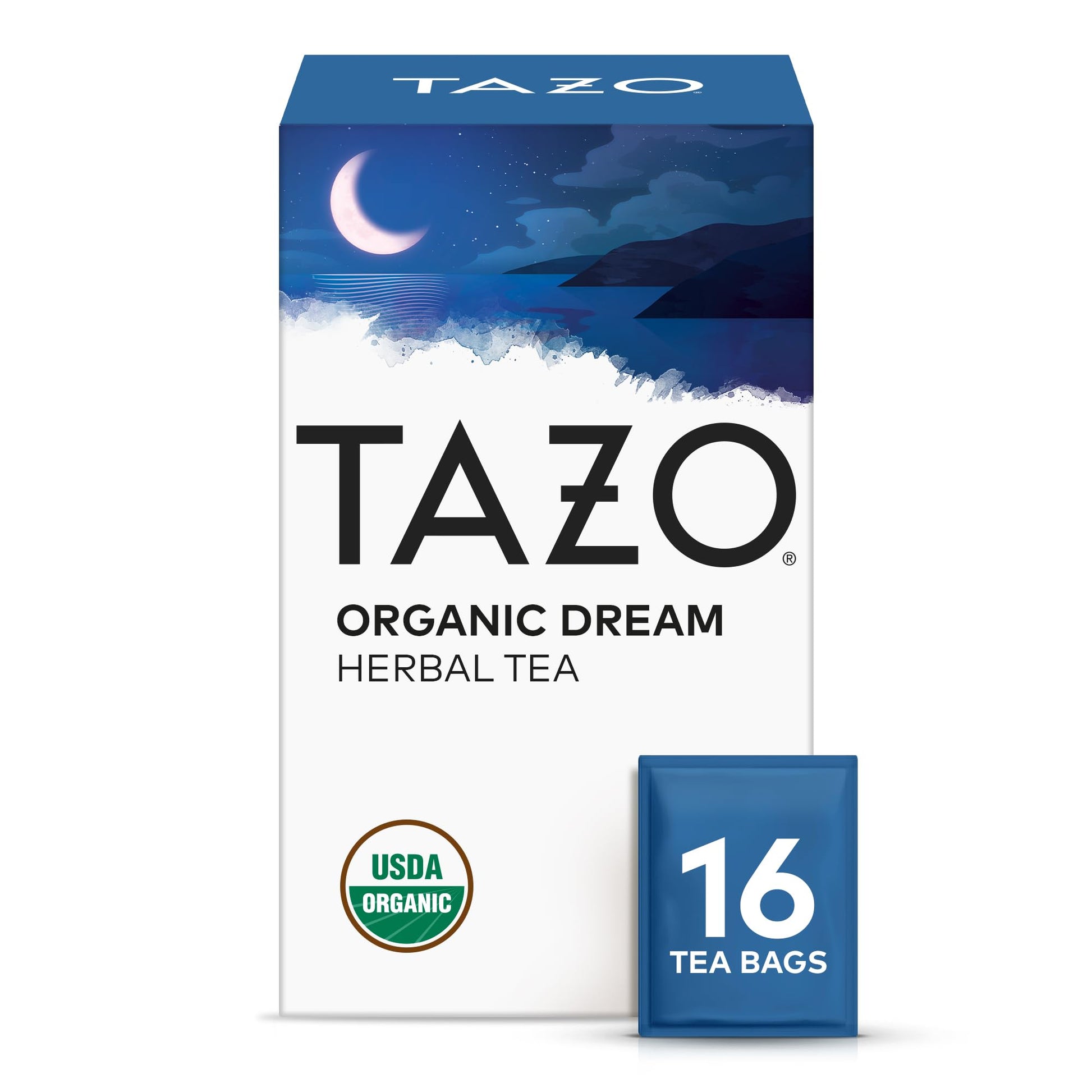 TAZO Organic DREAM Herbal Tea Bags  Caffeine-Free Bedtime Tea  Relaxing Chamomile and Lavender Blend  16 Total Tea Bags